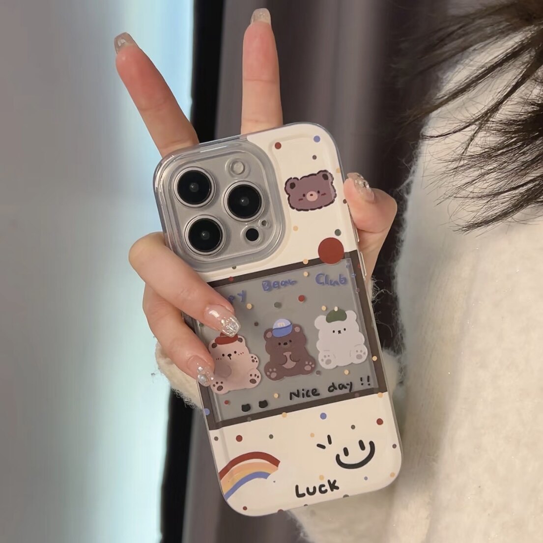 可爱小熊适用iphone16promax手机壳15苹果17透明13华为mate70小众vivox200小米14防摔oppo软壳12红米k80荣耀