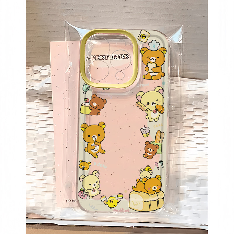 可爱全包超薄插画手机壳轻松熊