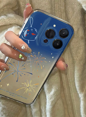蓝色烟花适用苹果16promax手机壳iphone15新款mate60透明14红米note13防摔k70小米华为pura70软壳vivoppo荣耀