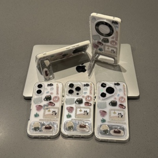 滴胶闹钟适用iPhone16pro手机壳13苹果15promax支架12女11华为p70新款vivoIQOOz9x小米14红米k80荣耀oppo撞色