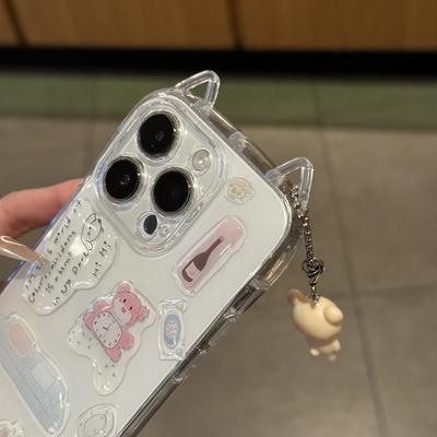 可爱趣味猫耳朵立体贴纸手机壳