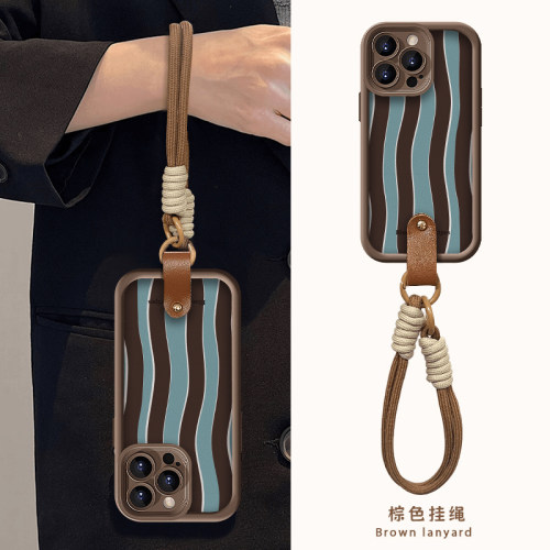 小众潮流带挂绳精孔防摔手机壳