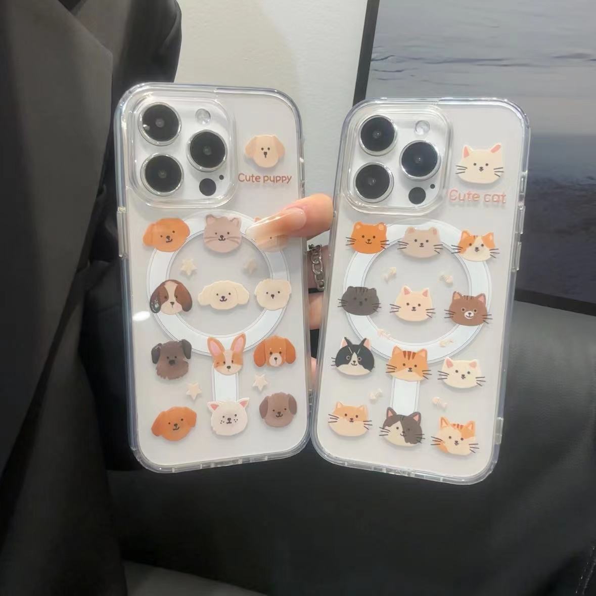 可爱趣味高级透明磁吸手机壳防摔