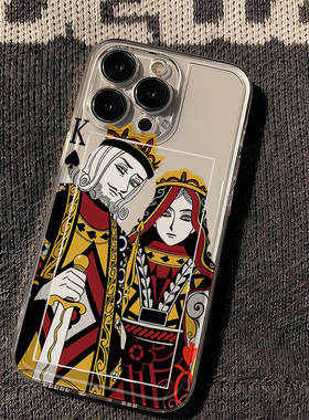 趣味扑克适用苹果15手机壳12/11卡通vivox100透明红米note13防摔小米14保护套华为pura70荣耀100软壳OPPO硅胶