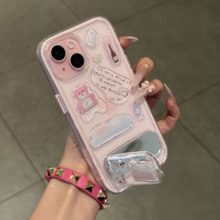 diy粉熊贴纸适用iPhone16pro手机壳13苹果15promax可爱12少女11华为p70新款 vivoppo小米14红米红米turbo4荣耀