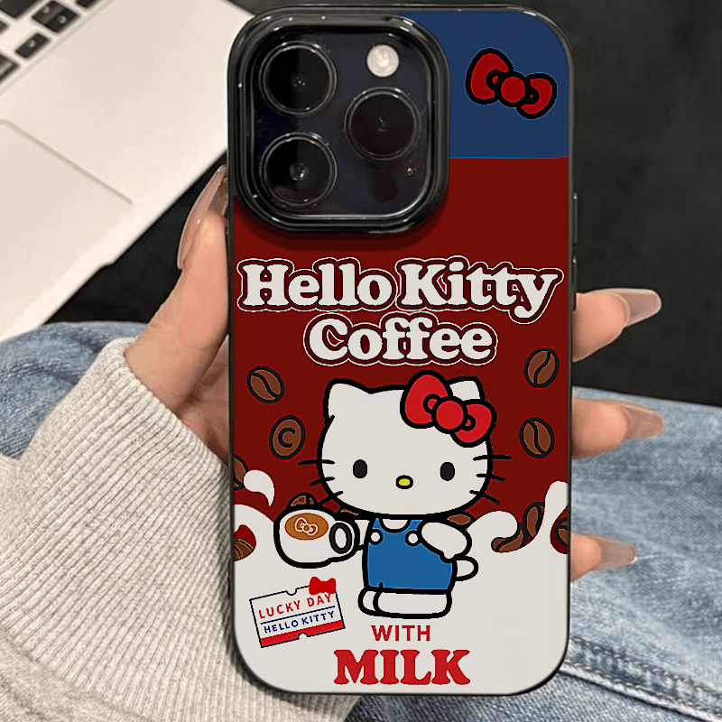 牛奶凯蒂猫适用苹果15promax手机壳iphone14pro新款13少女心12可爱11保护套16p全包大孔防摔x硅胶xr软壳xsmax