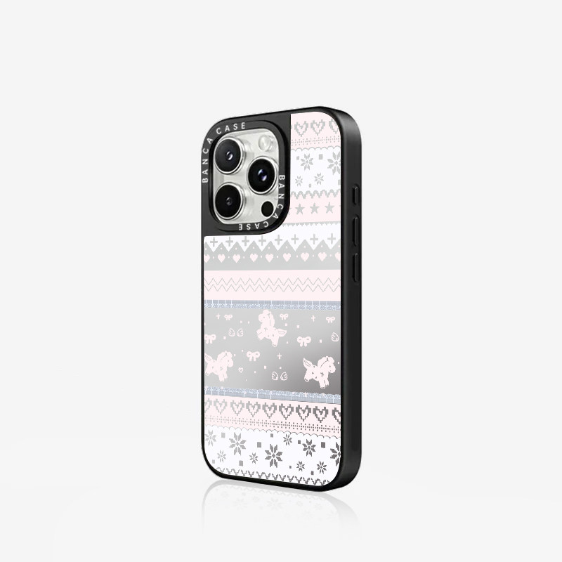 费尔岛纹适用苹果16promax手机壳iphone14pro新款13时尚网红12潮17pro卡通15promax全包防摔16潮牌镜面17少女
