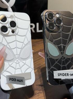蜘蛛侠无边框硬壳适用苹果15promax手机壳iphone16/12支架mate60红米note13防摔小米14华为pura70荣耀vivoppo