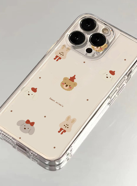 圣诞小动物适用苹果16promax手机壳iphone15新款mate60透明14红米note13女s19小米华为pura70软壳vivoppo荣耀