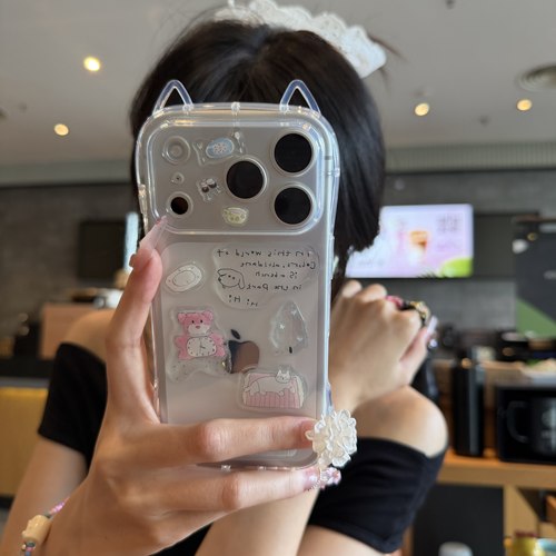 diy滴胶贴纸猫耳朵手机壳防摔