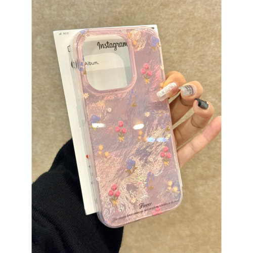 郁金香碎花适用16promax手机壳iphone17pro创意华为mate70新款13渐变vivo小米15红米note14荣耀oppok80漩涡壳