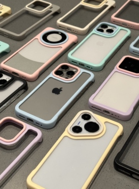 撞色PC无边框适用苹果17promax手机壳iphone16pro透明13华为p70新款15pro时尚vivos20小米14荣耀200简约oppo