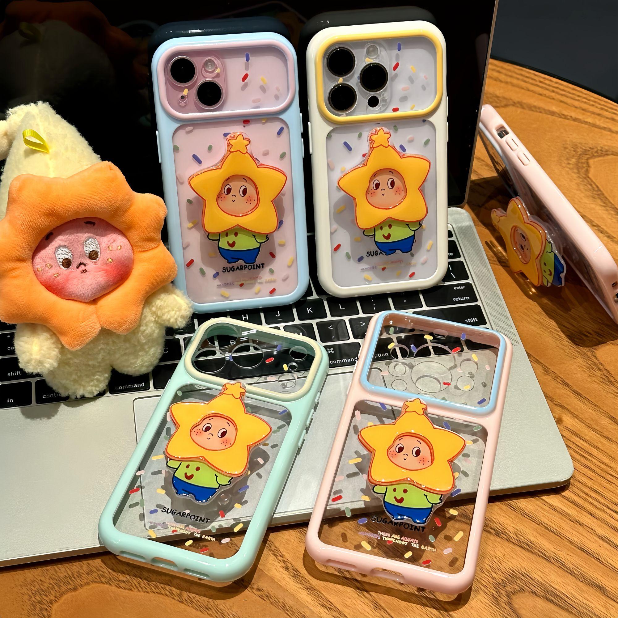 彩带星星人用iPhone16ProMax手机壳14苹果15立体支架mate80华为p90小米17pro荣耀OPPOfindx8红米VIVOx300卡通