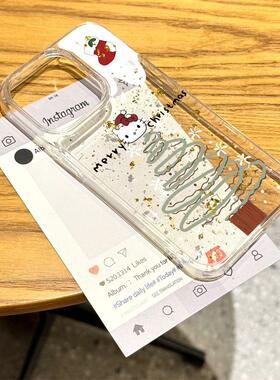 圣诞树KT猫适用苹果16promax手机壳iphone15新款mate60透明14红米note13女k80小米17p华为p70软壳vivoppo荣耀