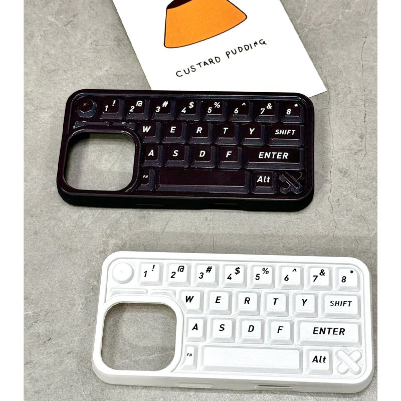 极简解压键盘适用苹果16promax手机壳iphone14pro新款13创意12简约11保护套15promax全包防摔15plus硅胶软壳