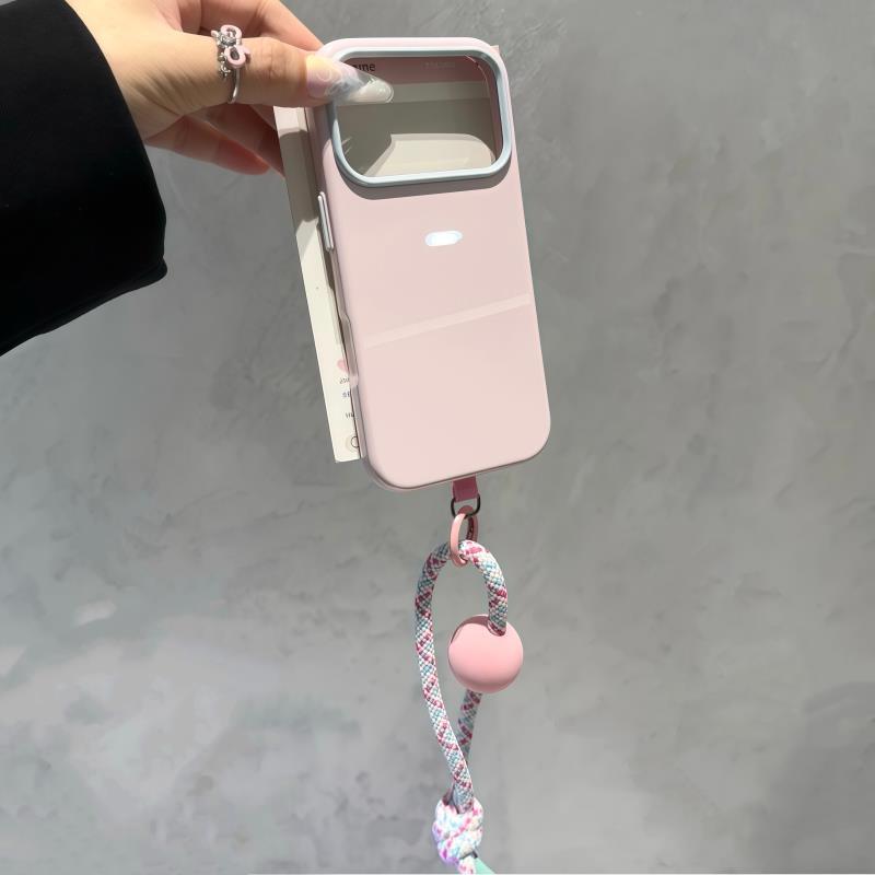 撞色圆球挂绳适用苹果17ProMax手机壳iPhone16pro新款13韩系闺蜜17pro可爱15promax防摔17马卡龙果冻壳14pro