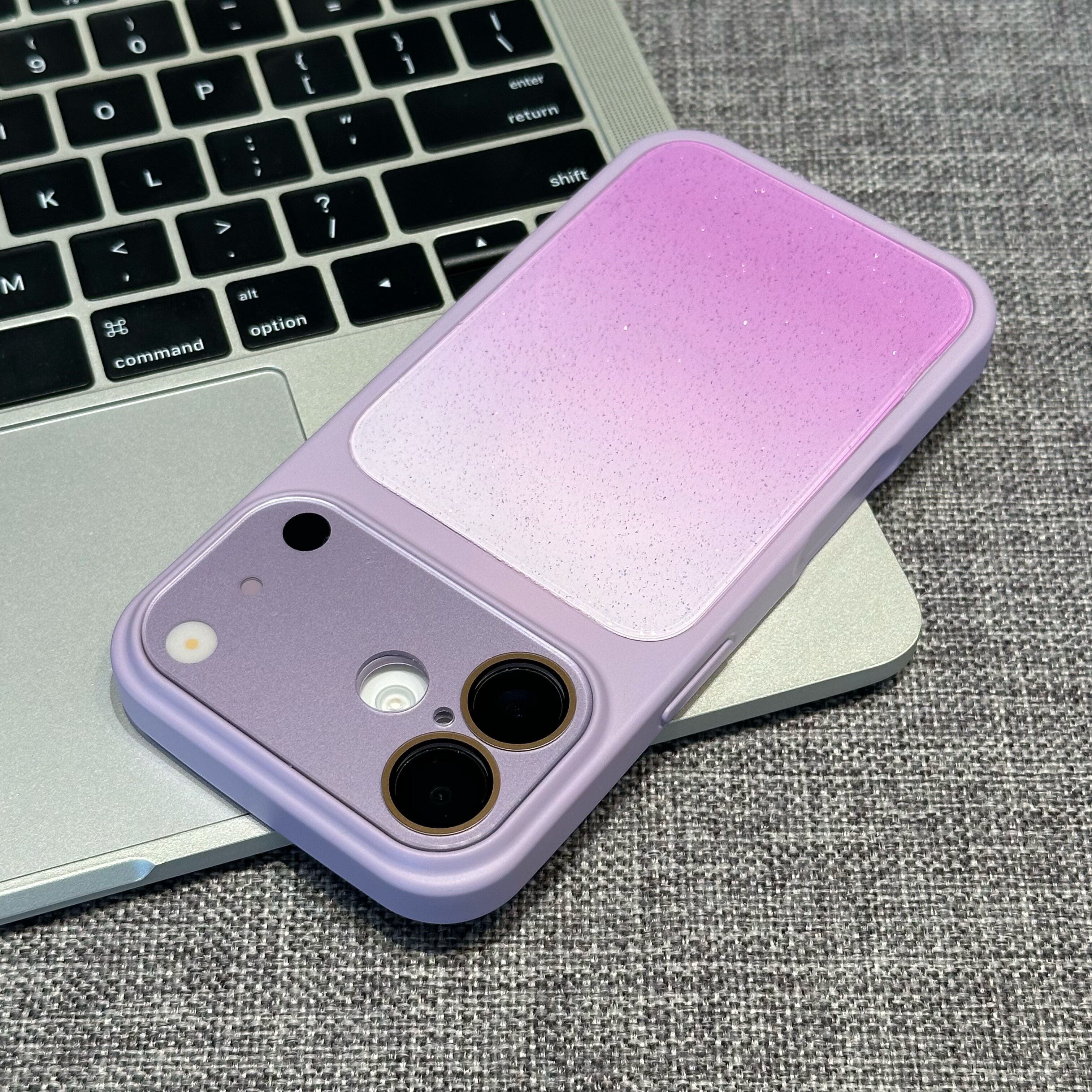 渐变紫柔彩水晶秒变18适用iPhone16ProMax手机壳苹果17promax新款14闪粉13pm高级感保护套15promax全包12防摔