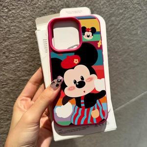 背带裤米奇适用苹果15promax手机壳iPhone16pro新款荔枝纹13趣味可爱卡通12个性皮质11防摔14pro保护套女款壳
