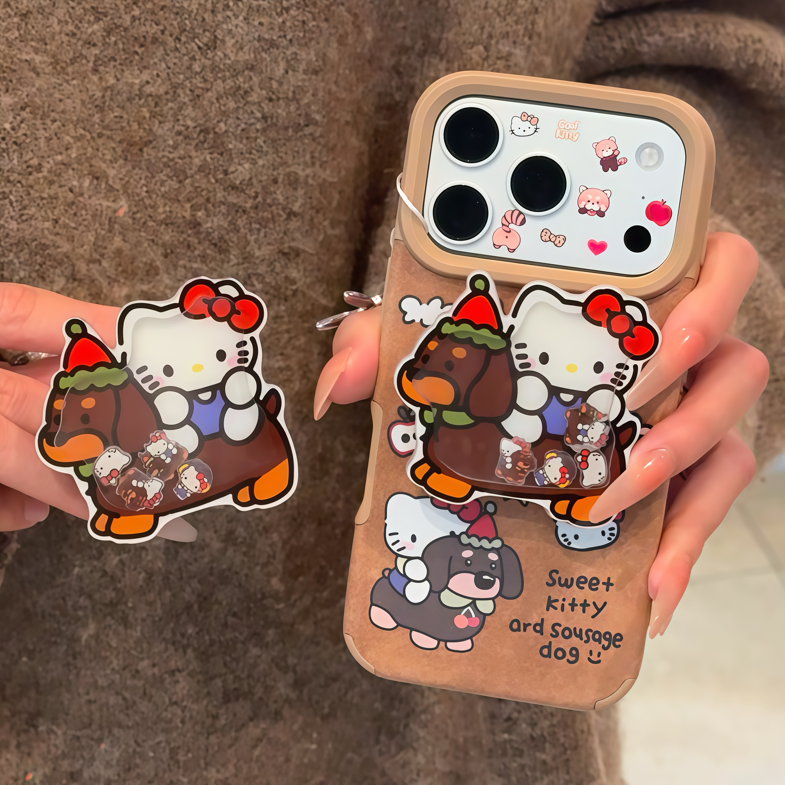 骑狗kt支架适用iphone17promax手机壳苹果16贴皮15华为mate70翻毛皮vivox200小米14防摔oppo13软壳12荣耀300