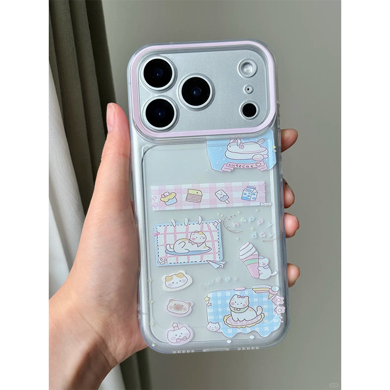 冰淇淋小猫咪适用iphone16promax手机壳苹果17透明15华为mate70卡通vivo防摔oppo软壳红米note14荣耀300小米