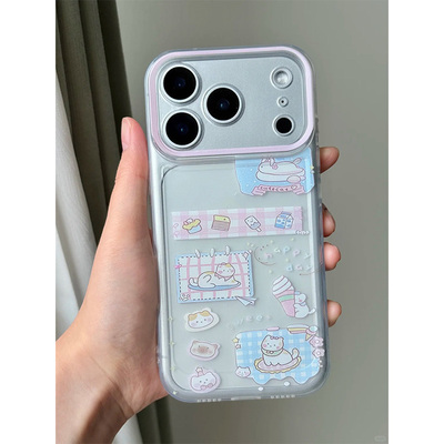 冰淇淋小猫咪适用iphone16promax手机壳苹果17透明15华为mate70卡通vivo防摔oppo软壳红米note14荣耀300小米