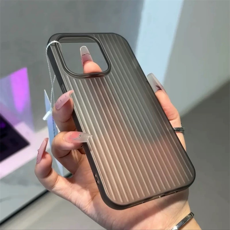 透明瓦楞磨砂新款手机壳全包防摔