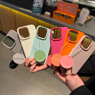 多巴胺ins玫红火龙果软糯荔枝纹适用iphone16苹果13手机壳14pro纯色16promax小众15plus高级感17pro男女硅胶