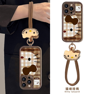 棕格纹保护壳个性凯蒂手机壳原创