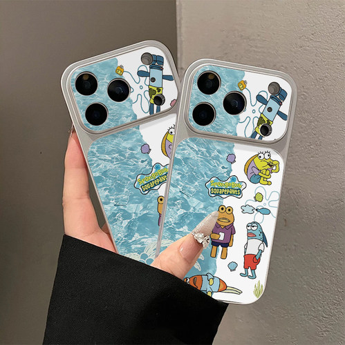比奇堡海浪丑鱼适用苹果16promax手机壳iPhone15新款14华为p70小米17p荣耀500全包OPPOfindx8红米创意VIVOs50