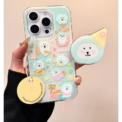 自嘲熊支架适用iPhone16pro手机壳13苹果15promax可爱12/11华为mate60新款p70搞怪vivo小米14红米k70荣耀oppo