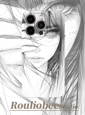 素描女孩适用苹果16promax手机壳iPhone15pro文艺13华为mate60新款p70vivo小米15红米note14荣耀oppok70菲林