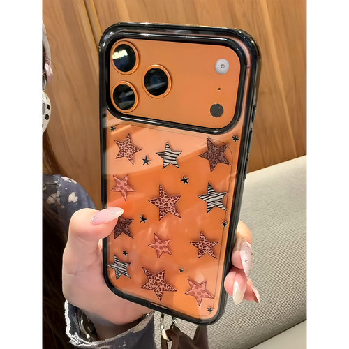 创意斑马纹星星适用苹果16promax手机壳iphone17pro新款13可爱12韩系14保护套15promax防摔15p软边亚克力11女