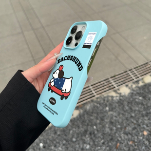 Lucky滑板小狗适用苹果15ProMax手机壳iPhone14新款 可爱13promax小众12Pro多巴胺色系11保护套半包无边框软壳