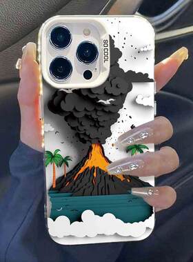 苹果创意卡通彩银插画手机壳防摔