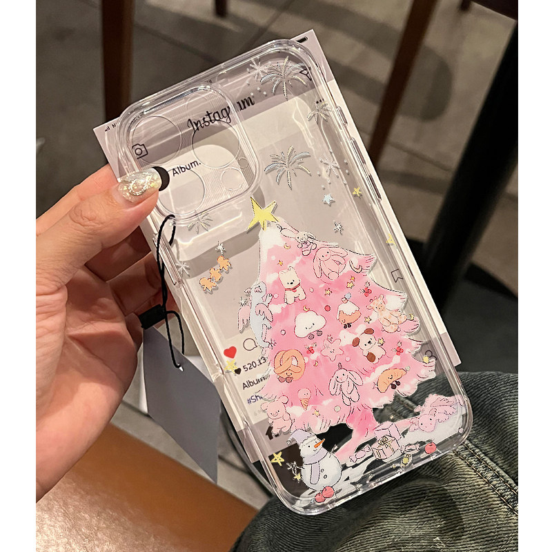 可爱创意全包粉圣诞树手机壳