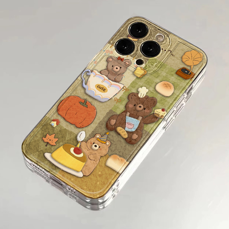 拼接小熊适用iphone16promax手机壳14苹果13透明14华为mate70卡通vivox200小米15防摔oppo软壳红米k80荣耀300