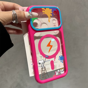 卡通史努比适用苹果16promax手机壳iPhone17promax新款17全包15pro透明13保护套14pro全包防摔16plus撞色视窗