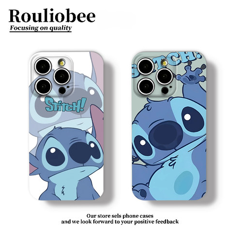 ins呆萌史迪奇适用iPhone16promax手机壳苹果17新款14华为p70卡通13小米15全包oppo红米k80硬壳12荣耀200vivo