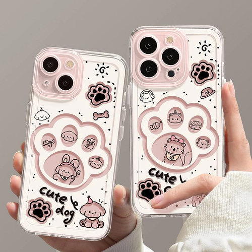 全包超薄插画镂空猫爪手机壳防摔