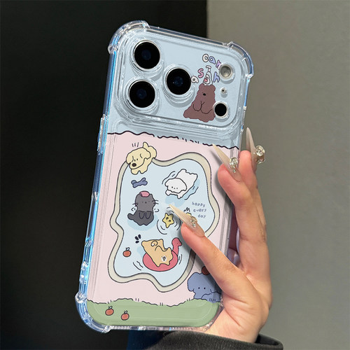 游泳派对小熊适用iPhone17promax手机壳苹果16pro华为mate70新款13小米15荣耀300vivo四角防摔oppo红米note14