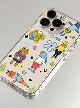 ins比奇堡居民适用苹果16手机壳iPhone15promax新款华为mate60红米note13卡通p70小米14软壳vivo荣耀oppo防摔