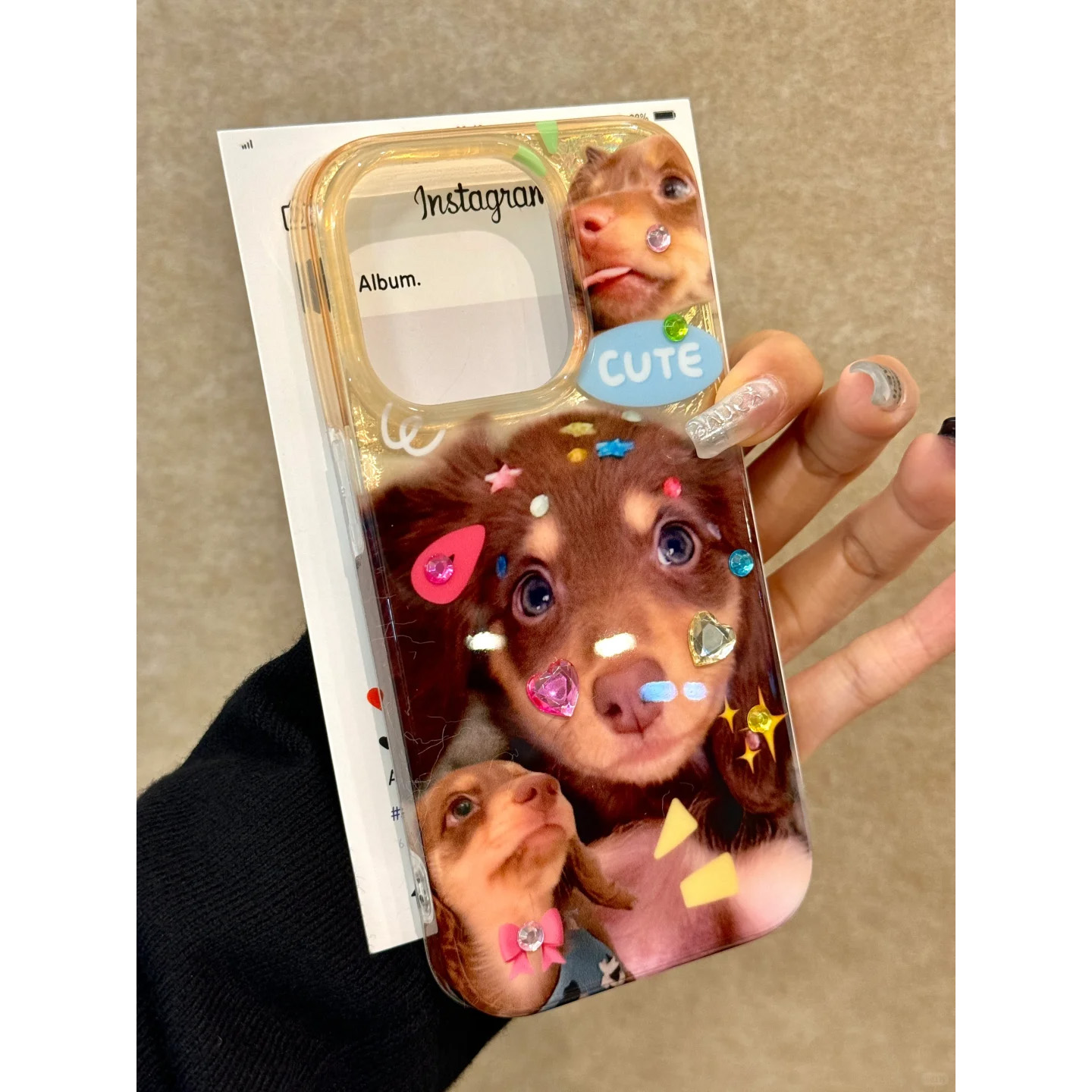 小腊肠狗适用苹果15promax手机壳iphone16pro彩钻12华为mate60新款pura70/vivo小米14红米note13荣耀oppok70