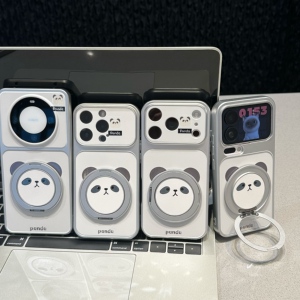 呆萌熊猫适用iPhone17promax手机壳15苹果16华为p80卡通vivoppo小米17pro支架findx9电镀13红米k90荣耀500套