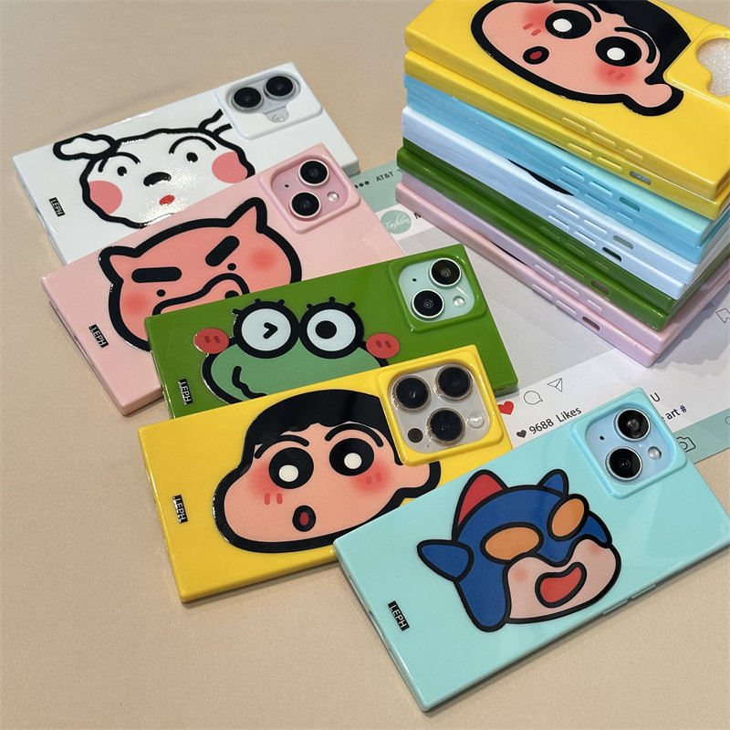 网红可爱小新卡通插画方块手机壳