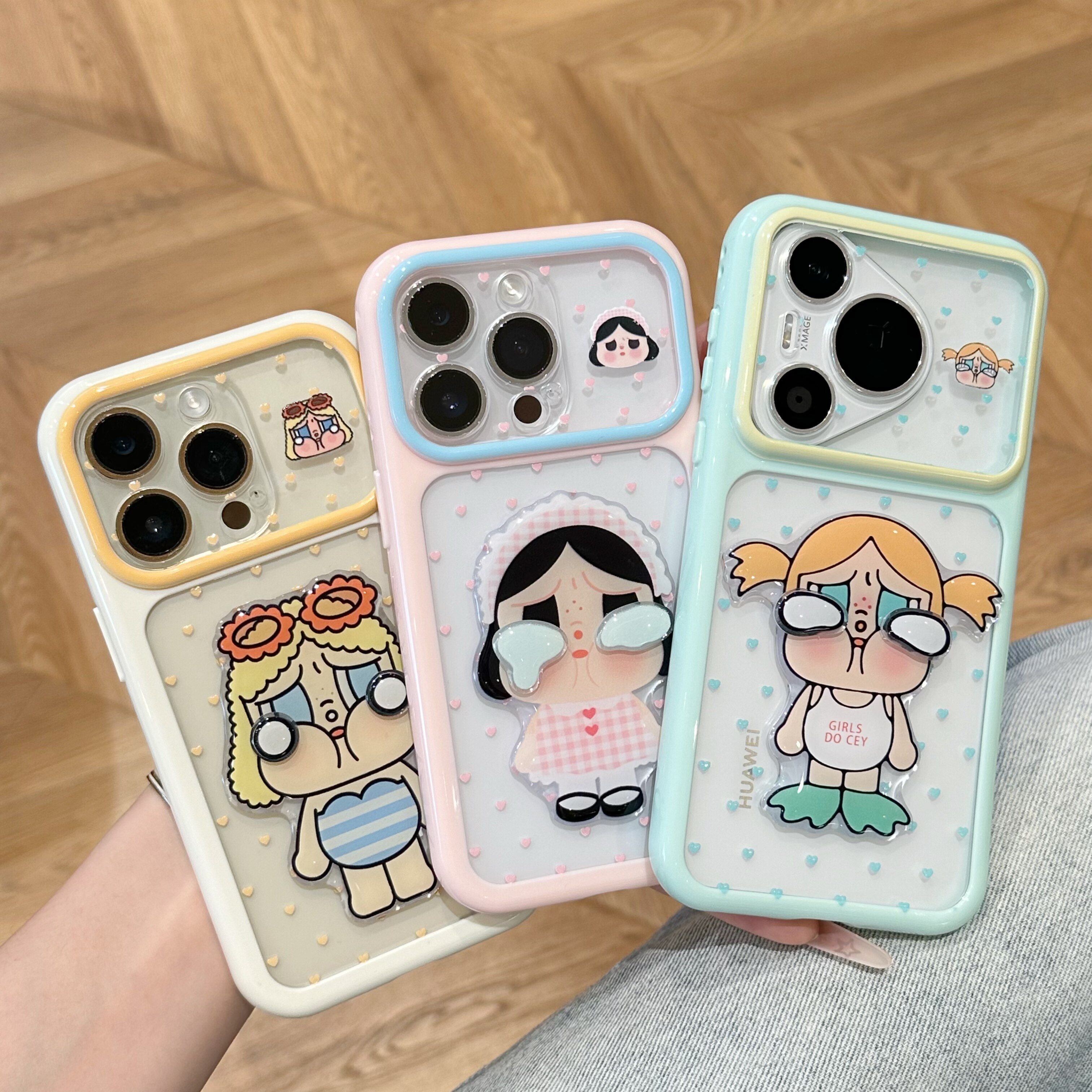 波点哭娃贴件用iPhone16ProMax手机壳14苹果15卡通mate80华为p90小米17pro新款13荣耀OPPOfindx8红米VIVOx300