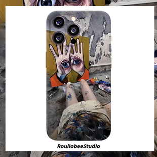 抽象艺术画作适用iPhone16promax手机壳苹果17新款14华为p70创意13小米15全包oppo红米k80硬壳12荣耀200vivo