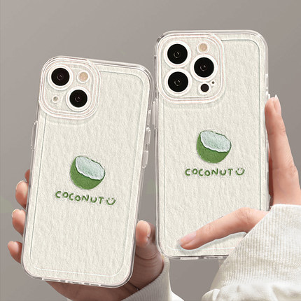 油画椰子适用苹果15promax手机壳iphone16/12新款mate60透明17红米note13防摔小米14华为p70荣耀软壳vivoppo