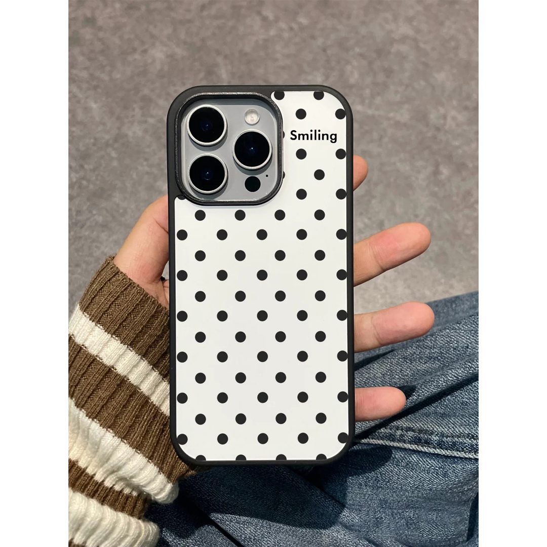 ins黑白波点适用苹果16promax手机壳iphone14pro新款13卡通12日韩简约11保护套15promax全包防摔15plus亚克力