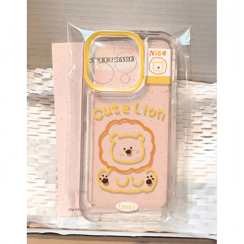 可爱狮子头适用苹果15promax手机壳iphone12/11女mate60透明红米note13防摔小米14华为pura70荣耀软壳vivoppo