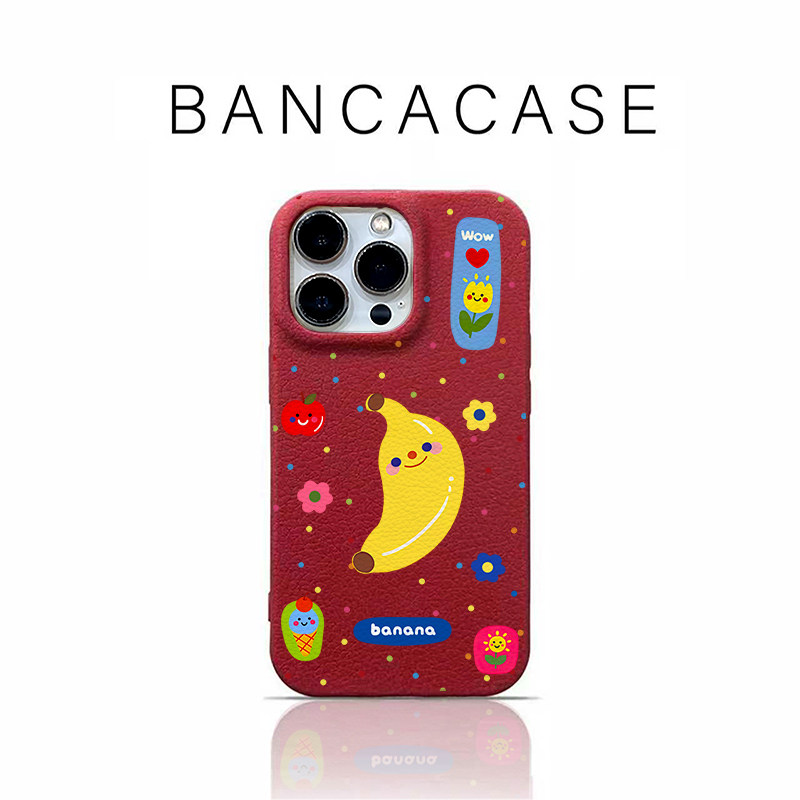 波点香蕉适用苹果17promax手机壳iPhone16pro新款15华为p70保护套12创意13可爱14小米17皮纹壳vivoppo荣耀400